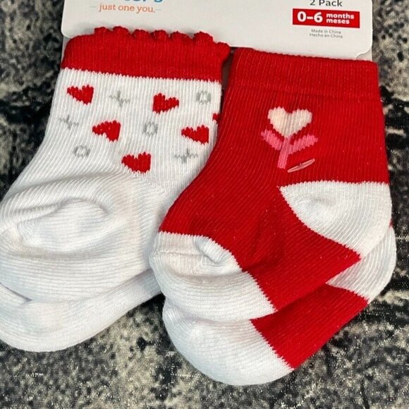 Just One You Carters 0-6 Months Red Pink White Flower X O  Heart Valentines - Picture 4 of 8